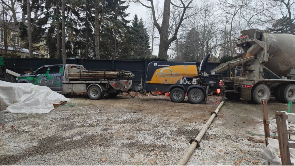 Cold weather concrete pumping conditions in Calgary during winter pours
