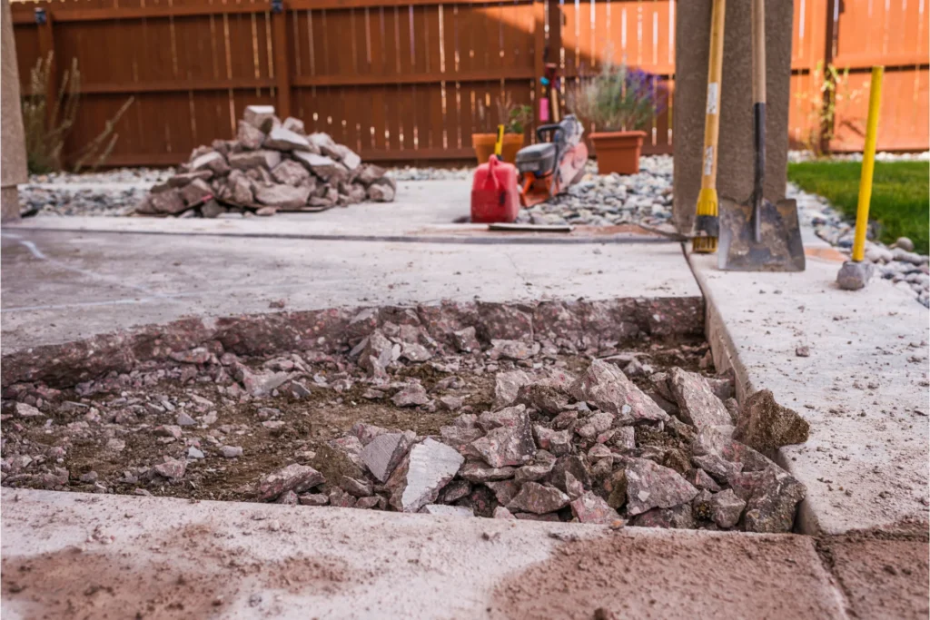 DIY concrete in Calgary showing gravel base and formwork
