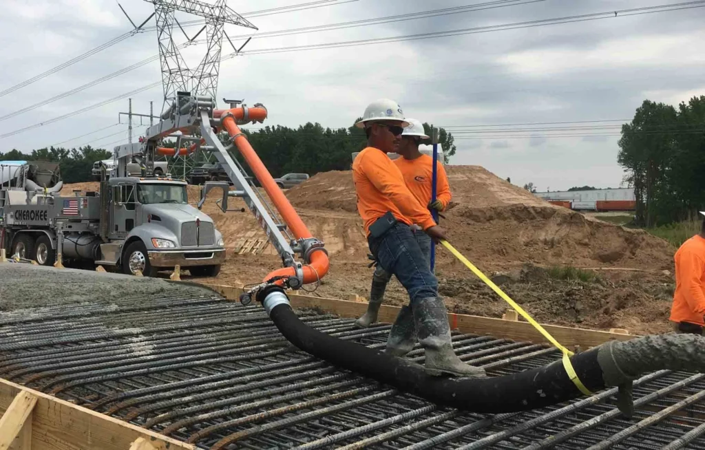 line pump concrete pumping for tight spaces in Calgary backyard
