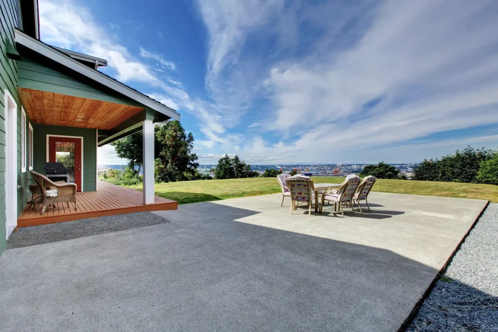 Concrete patio installation in Calgary designed for freeze-thaw durability and outdoor living