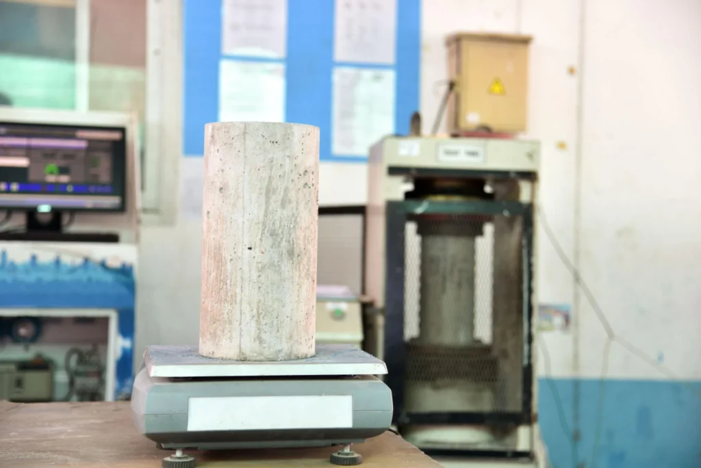 Concrete PSI testing using compressive strength cylinders in quality control
