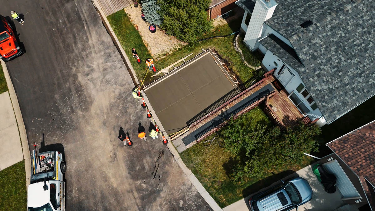 Garage floor concrete pour