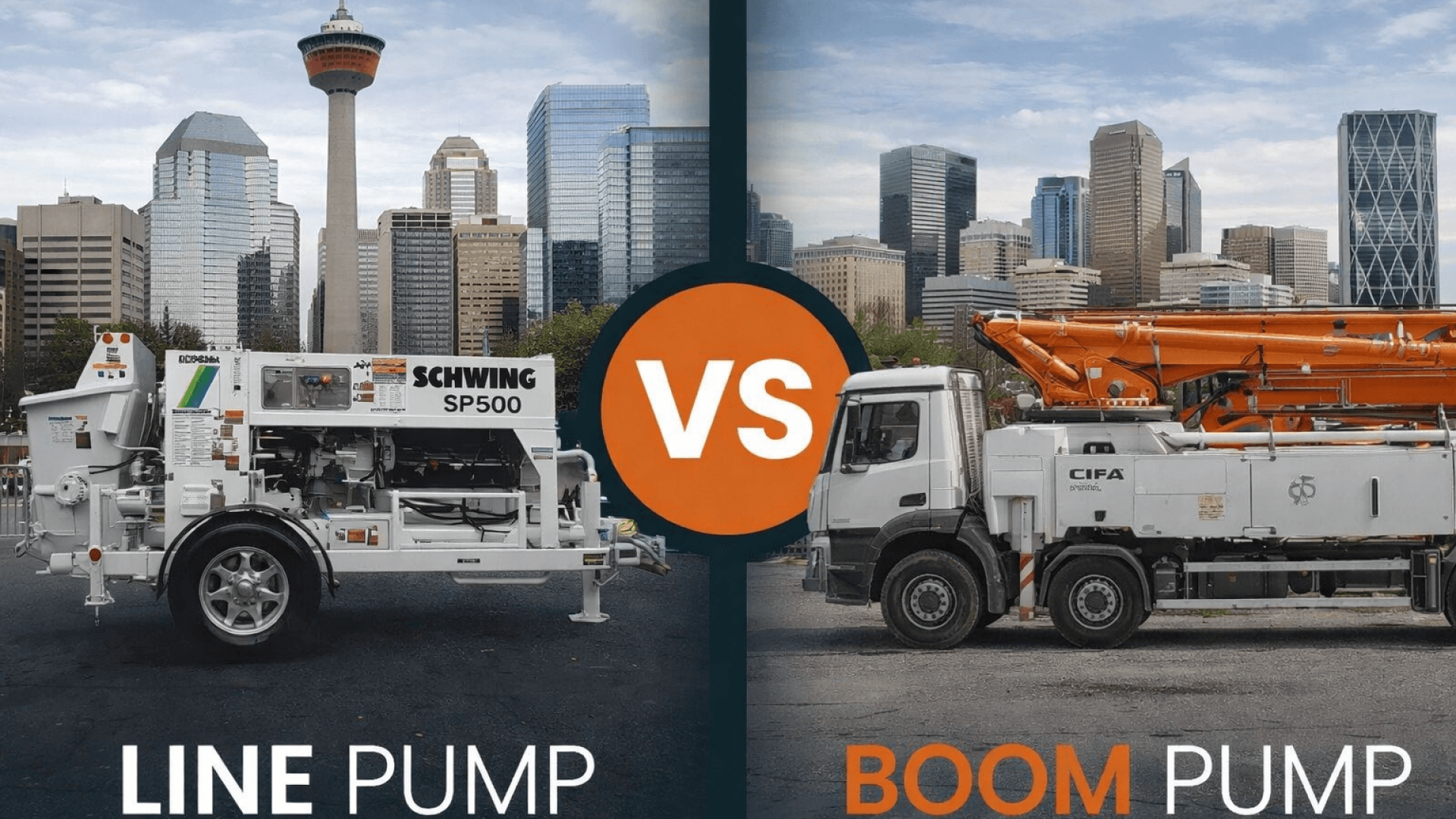 Line pump vs boom pump concrete pumping equipment comparison