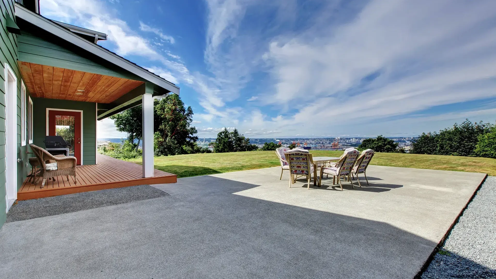 Concrete patio installation in Calgary designed for freeze-thaw durability and outdoor living
